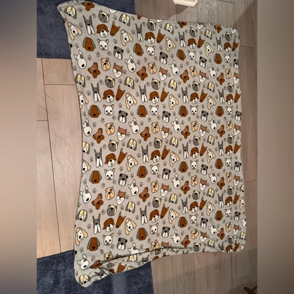 Cozy Gray Dog Print Blanket fleece throw blanket 43x55in